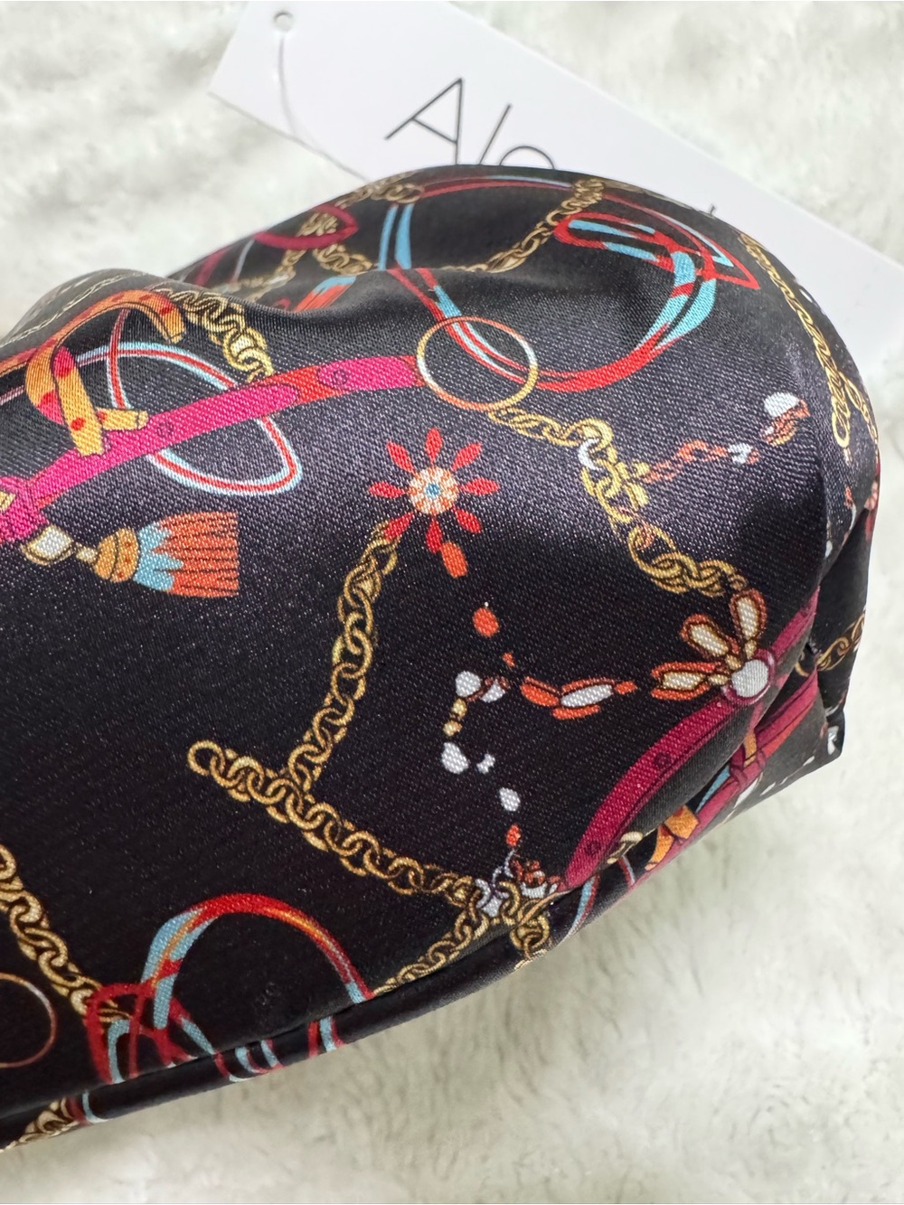 NWT- Alessia Bianchi equestrian chain print satin clutch purse - Picture 8 of 16